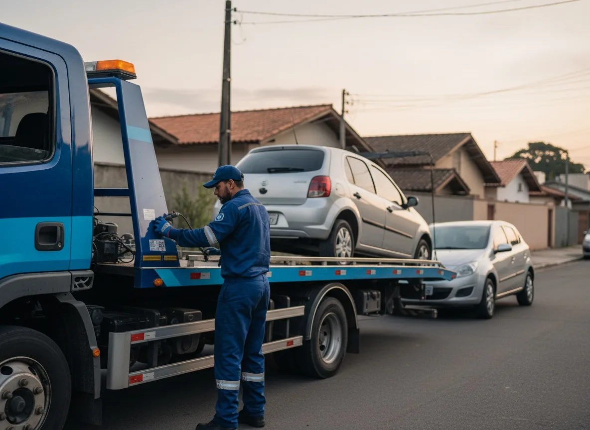 Guincho atendendo um carro parado na via