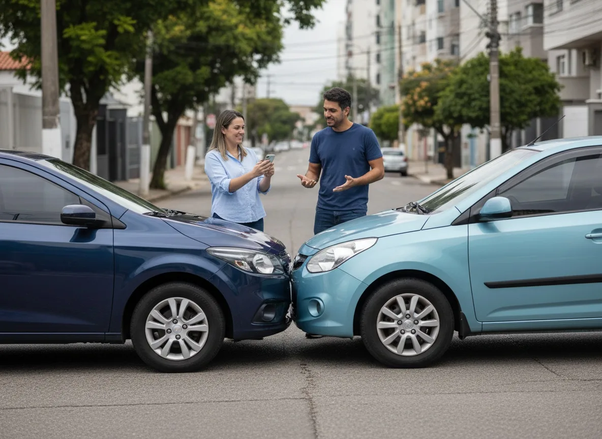 Motorista acionando a assistência da seguradora após um sinistro